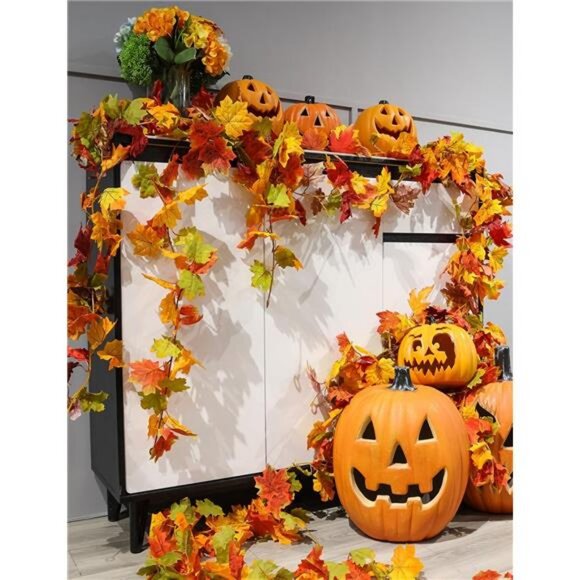 4 Packs Fall Garland Maple Leaf, 5.9Ft/Pieces Fall Leaves Garland - Picture 6 of 7